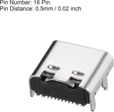 5Pcs USB PCB Socket Type-C 3.1 16Pin Female Jack Port Silver Black in Kuwait