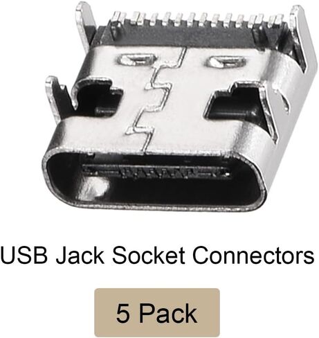 5Pcs USB PCB Socket Type-C 3.1 16Pin Female Jack Port Silver Black in Kuwait
