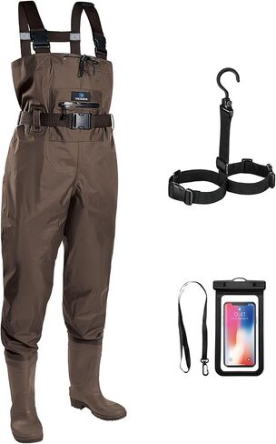 Trudave Chest Waders for Men with Boots, 2-Ply Nylon/PVC Waterproof Fishing & Hunting Waders for Men and Women in Kuwait