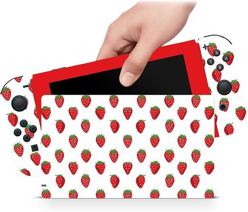 ZOOMHITSKINS Skin Compatible with Switch, Strawberry Fruit Cute Design, Durable 3M Vinyl Decal Wrap, Precision Fit, Bubble-Free, Made in USA in Kuwait