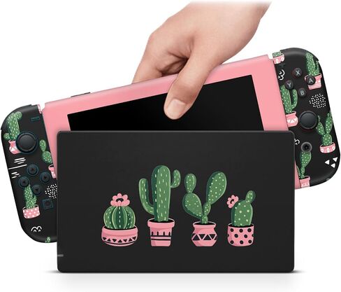ZOOMHITSKINS Skin Compatible with Switch, Cactus Floral Cute Plants Design, Durable 3M Vinyl Decal Wrap, Precision Fit, Bubble-Free, Made in USA in Kuwait