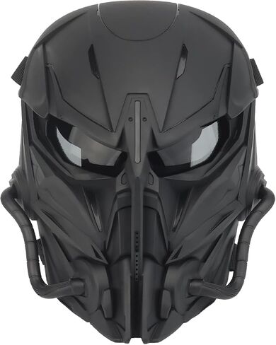 Airsoft Skull Full Face Protective Mask,Gray Lens for Cs Wargame Halloween Cosplay Costume PartyTactical Airsoft Mask (Black) in Kuwait