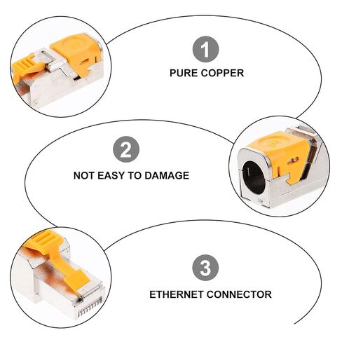 Shielded Cat8 Pass Through Rj45 Modular Ethernet Connector, Toolless 8-Class Network Plug for High-Speed Data Transmission, Compatible with Cat6a/7/8 Cables, for Network in Kuwait
