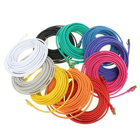 1aTTack.de Cat.7 Patch Cable Set S/FTP (PiMF) Ethernet LAN Network Cables 10 Gigabit/s High Speed 600 MHz with Locking Protection Halogen-Free (LSZH) 10 Couleurs - 10 Pieces 3m in Kuwait