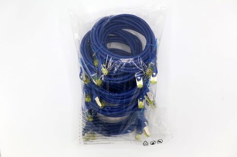 1aTTack.de Cat.7 Patch Cable Set S/FTP (PiMF) Ethernet LAN Network Cables 10 Gigabit/s High Speed 600 MHz with Locking Protection Halogen-Free (LSZH) Blue - 10 Pieces 2m in Kuwait