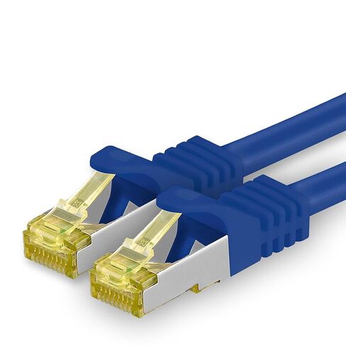 Cat.7 Patch Cable Set S/FTP (PiMF) Ethernet LAN Network Cables 10 Gigabit/s High Speed 600 MHz with Locking Protection Halogen-Free (LSZH) Blue - 1 Piece 3m in Kuwait