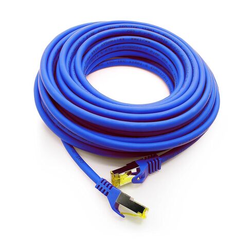 Cat.7 Patch Cable Set S/FTP (PiMF) Ethernet LAN Network Cables 10 Gigabit/s High Speed 600 MHz with Locking Protection Halogen-Free (LSZH) Blue - 1 Piece 3m in Kuwait