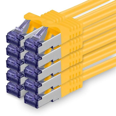 1aTTack.de Cat.7 LAN ethernet Cable 0,5m - Yellow - Cat7 LAN Network 10GBASE-T - 10000 Mbps (Sftp Pimf) Double Shielded patchcable RJ45 Plug Cat.6a in Kuwait
