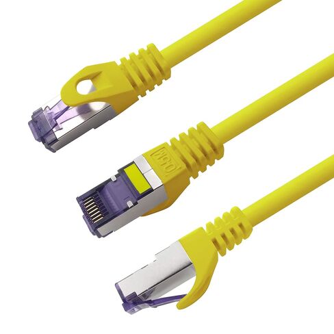 1aTTack.de Cat.7 LAN ethernet Cable 0,5m - Yellow - Cat7 LAN Network 10GBASE-T - 10000 Mbps (Sftp Pimf) Double Shielded patchcable RJ45 Plug Cat.6a in Kuwait