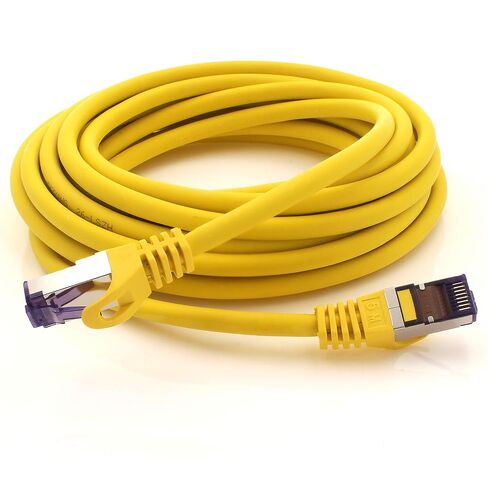 1aTTack.de Cat.7 LAN ethernet Cable 0,5m - Yellow - Cat7 LAN Network 10GBASE-T - 10000 Mbps (Sftp Pimf) Double Shielded patchcable RJ45 Plug Cat.6a in Kuwait