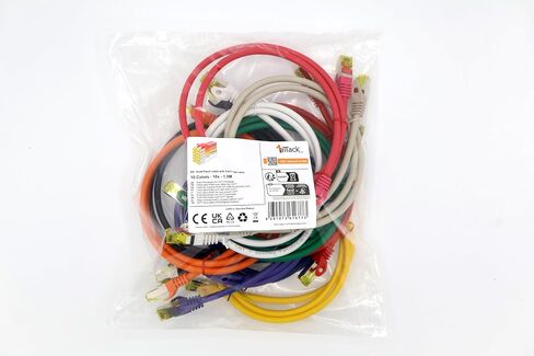 1aTTack.de Cat.7 Patch Cable Set S/FTP (PiMF) Ethernet LAN Network Cables 10 Gigabit/s High Speed 600 MHz with Locking Protection Halogen-Free (LSZH) 10 Couleurs - 10 Pieces 1m in Kuwait