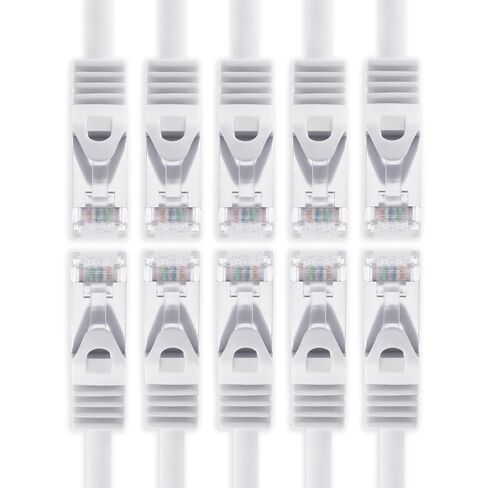 CAT7 Cat.7 Gigabit Ethernet Cable, LAN Cable, Network Cable, raw Cable with (RJ45) Cat6a Connector (Double Shielded) 500 MHz Weiss - 10 Stück 0.5m in Kuwait