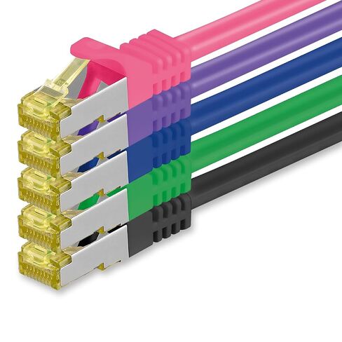 1aTTack.de Cat.7 Patch Cable Set S/FTP (PiMF) Ethernet LAN Network Cables 10 Gigabit/s High Speed 600 MHz with Locking Protection Halogen-Free (LSZH) 5 Couleurs 02-5 Pieces 7 5m in Kuwait