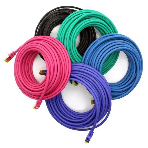 1aTTack.de Cat.7 Patch Cable Set S/FTP (PiMF) Ethernet LAN Network Cables 10 Gigabit/s High Speed 600 MHz with Locking Protection Halogen-Free (LSZH) 5 Couleurs 02-5 Pieces 7 5m in Kuwait
