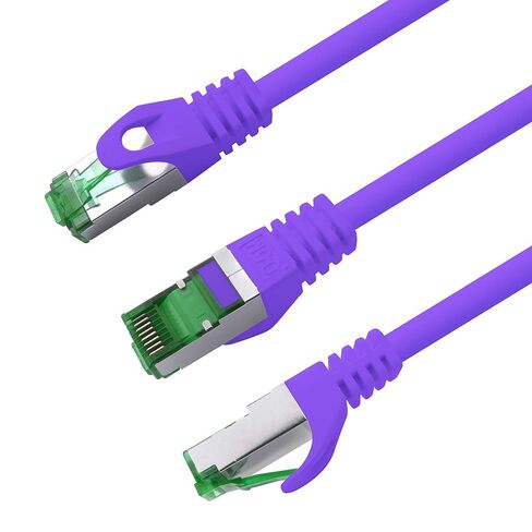 1aTTack.de Cat.7 ethernet Cable 1m - Violet - 5 Pieces - Cat7 LAN Network 10GBASE-T - 10000 Mbps (Sftp Pimf) Double Shielded patchcable RJ45 Plug Cat.6a in Kuwait