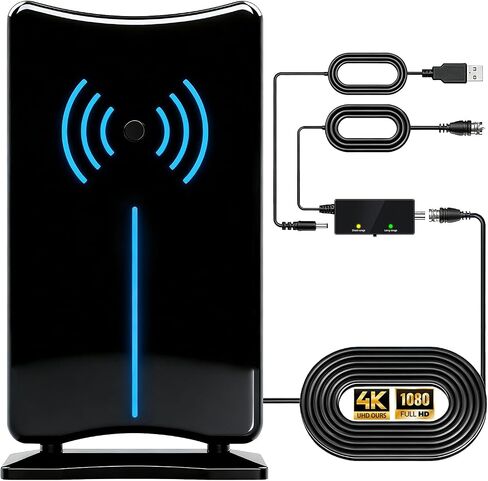 Digital TV Antenna for Smart TV Indoor/Outdoor with 261 Miles, HD Antenna with 16.0ft Signal Amplifier, Supports 4K 1080P HDTV, Long Range Reception, Easy Installation for All TVs FM24586 in Kuwait