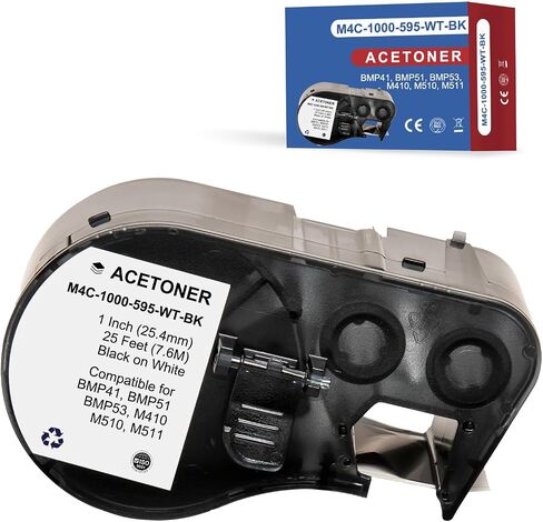 Compatible M4C-1000-595-WT-BK All-Weather Vinyl Labels 1 in W x 25ft for use with Brady BMP-41, BMP-51, BMP-53 PC Linked.(Black on White) in Saudi Arabia