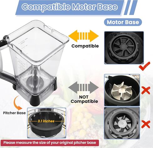 72 oz XL Pitcher Replacement Compatible with Ninja BN751 BN801 Professional Plus Blenders, 72oz Crushing Pitcher Replacement for Ninja BN805A BN750 BN753TGT BN800 BN801 BN803TGT DB751A in Kuwait