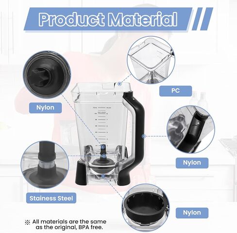 72 oz XL Pitcher Replacement Compatible with Ninja BN751 BN801 Professional Plus Blenders, 72oz Crushing Pitcher Replacement for Ninja BN805A BN750 BN753TGT BN800 BN801 BN803TGT DB751A in Kuwait