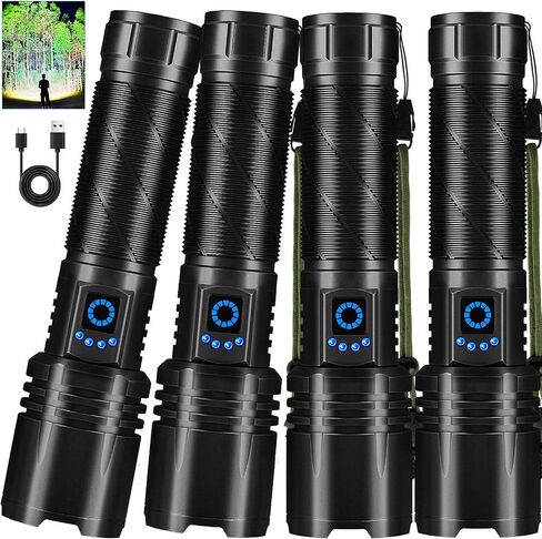 MIXILIN Rechargeable Flashlights, Super Bright 99000LM LED Flashlights for Home Camping Emergencies, 5 Modes High Lumens Flashlights Powerful Flash Light with USB Cable in Kuwait