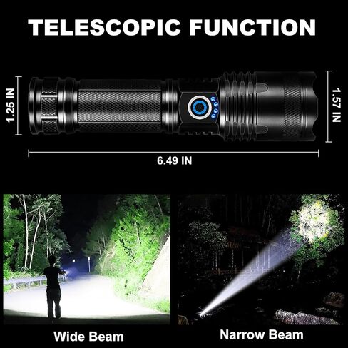 MIXILIN Rechargeable LED Flashlights High Lumens, 99000 Lumens Bright Flashlight with 5 Modes & Waterproof, Powerful Flash Light Handheld Flashlights for Home Camping Emergencies - 2 Pack in Kuwait