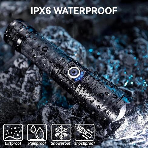 MIXILIN Rechargeable LED Flashlights High Lumens, 99000 Lumens Bright Flashlight with 5 Modes & Waterproof, Powerful Flash Light Handheld Flashlights for Home Camping Emergencies - 2 Pack in Kuwait