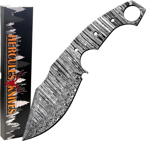 Custom Hand Forged Damascus Steel Blank Blade Tactical Hunting Knife Camping, Survival, Hiking Collectors Blade Damascus Blade Billet Handmade Knife Making Supply (HBK-01) in Kuwait