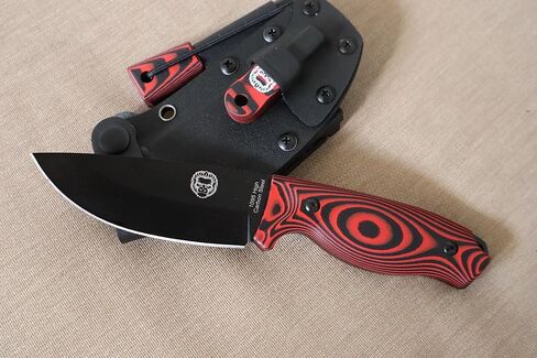 Holtzman's Gorilla Survival Bloodline Full Tang Fixed Blade Survival Knife with Kydex Sheath (Red) - Durable 1095 High Carbon Steel in Kuwait