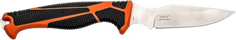 Elk Ridge Outdoors - TREK - Fine Edge Caping Knife, Orange and Black TPR Handle, Rigid Nylon Sheath, Hunting, Camping, Survival - ER-TKFIX003 in Kuwait