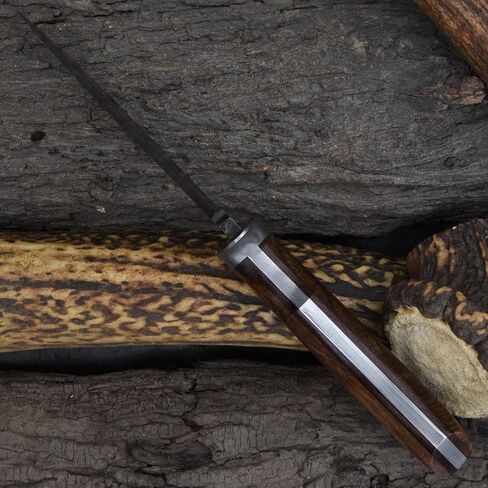 Knives Ranch Handmade 9" Hunting Knife | Best for Camping & Bushcrafts | Damascus Steel | Excellent Edge Retention | Rosewood Handle | Heavy-Duty (Horizontal and Vertical Loops) Leather Sheath (2132) in Saudi Arabia