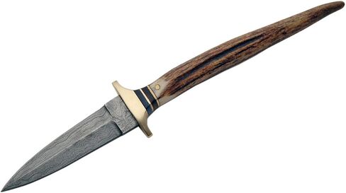 SZCO Stag Tip Boot Hunting Knife 8 Inch - Camping Knife with Stag Handle, Damascus Steel Blade & Sheath - Pocket Knife for Hunting, Camping & Outdoor uses - Knives for Men in Saudi Arabia