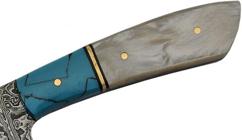 SZCO Full Tang Hunting Knife 7.75 Inch - Camping Knife with Pearl Handle, Ladder Pattern Damascus Blade & Sheath - Pocket Knife for Hunting & Outdoor uses - Knives for Men in Saudi Arabia