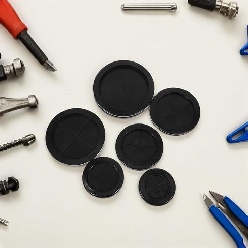 Luxshiny 12pcs Double Sided Rubber Cable Grommet for Desk and Furniture Use, Round Flexible Wire Protector with Maximum Cable Protection, Black Rubber Material for Electrical Wire in Saudi Arabia