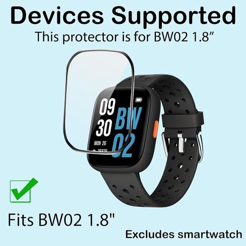 Screen Protector for BW02 Brave 2 1.8 Inch Smartwatch, PMMA Full Coverage HD 3D Anti-Scratch Film, Designed for BIGGERFIVE, 3 Packs in Kuwait
