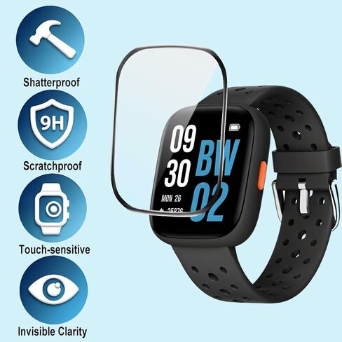 Screen Protector for BW02 Brave 2 1.8 Inch Smartwatch, PMMA Full Coverage HD 3D Anti-Scratch Film, Designed for BIGGERFIVE, 3 Packs in Kuwait