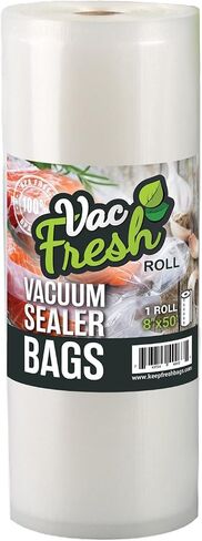 Vac Fresh 15x50 Vacuum Sealer Rolls, Large Vacuum Seal Bags 3.5 mil Thick, 15 inches Wide x 50 Feet Long, Vacuum Seal Bags Roll for Storing, Meal Prep, Sous Vide Cooking, Bulk Storage, 2 Rolls in Kuwait
