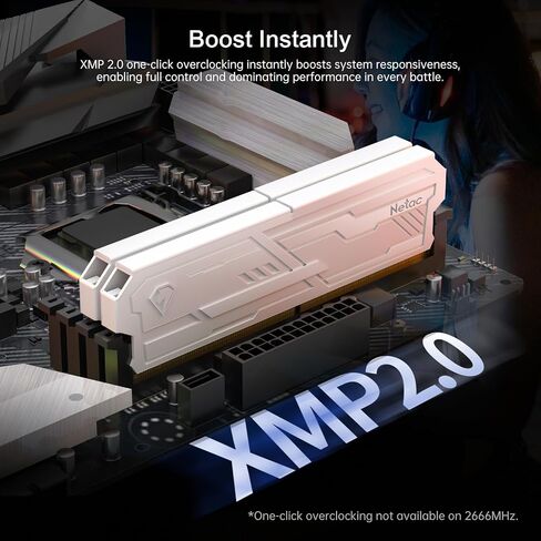 Netac DDR4 DRAM 32GB Kit16GBx2 C16 3200MHz XMP 2.0 Dual Channel RAM (PC4-25600) 1.35V 288-Pin Upgraded Aluminum Heat Sink Ideal for Gaming Computer Upgrade - Shadow III White in Kuwait