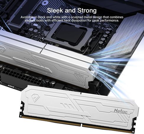 Netac DDR4 DRAM 32GB Kit16GBx2 C16 3200MHz XMP 2.0 Dual Channel RAM (PC4-25600) 1.35V 288-Pin Upgraded Aluminum Heat Sink Ideal for Gaming Computer Upgrade - Shadow III White in Kuwait
