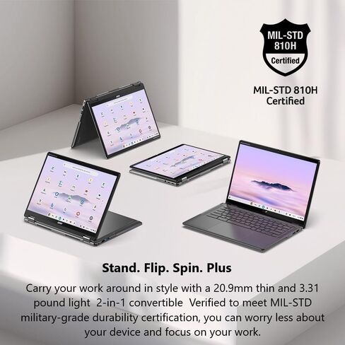Acer Chromebook Spin 514 Touchscreen Laptop 2in1 - Intel Core i5-1334U- 14inch FHD IPS Display -8GB RAM -512GB SSD -Backlit Keyboard- Gaming Chrome Tablet- Students School Kids- 256GB Card in Kuwait