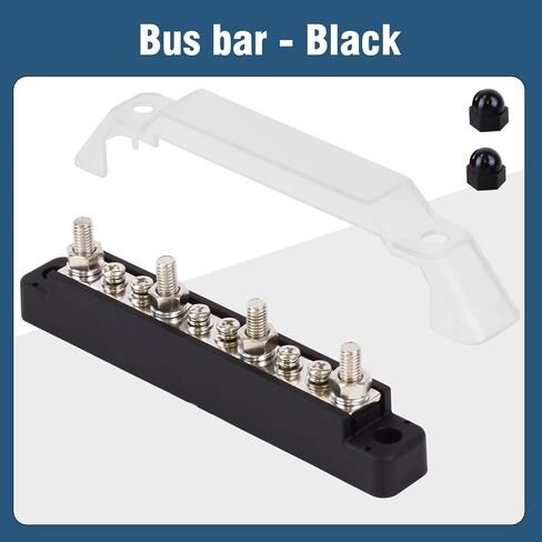 Bus Bar 12V 150A，6*#8(M4) and 4 * 1/4"(M6) Stud Power Distribution Block, Battery Bus bar for marien，Buss Bar 12V for Car、Boat and Solar Wiring (Black+Red) in Saudi Arabia