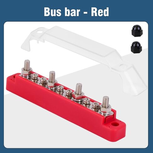 Bus Bar 12V 150A，6*#8(M4) and 4 * 1/4"(M6) Stud Power Distribution Block, Battery Bus bar for marien，Buss Bar 12V for Car、Boat and Solar Wiring (Black+Red) in Saudi Arabia