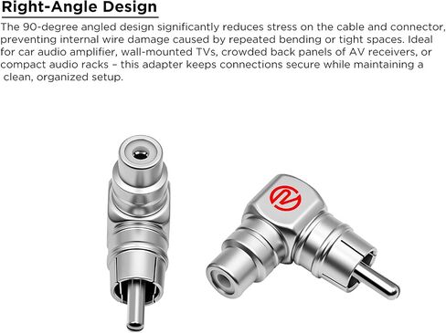 RECOIL RAA-FM RCA Male to Female Adapter Right Angle Extender Connector in Kuwait