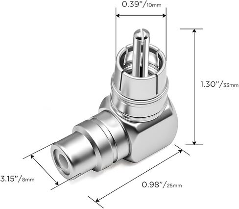 RECOIL RAA-FM RCA Male to Female Adapter Right Angle Extender Connector in Kuwait