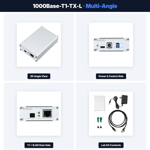 100/1000Base-T1-TX-L Automotive Ethernet Media Converter – 1Gbps Full-Duplex Gigabit T1 to RJ45, 88Q2112&RTL8211FI, Aluminum Alloy Case,TE MATEnet & H-MTD Adapter Boards,Industrial Grade in Kuwait
