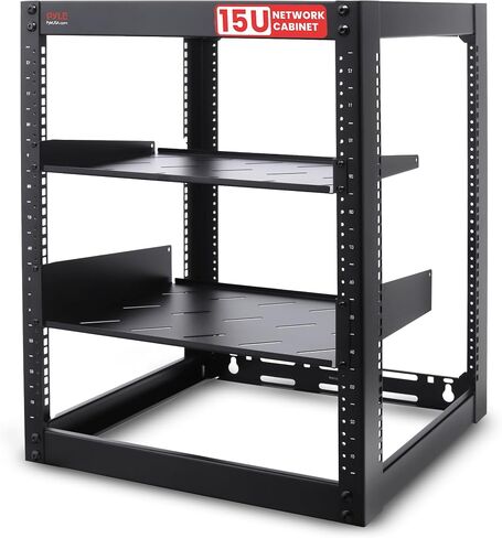 Pyle 15U Server Rack Network Cabinet - Open Frame Rack, Wall Mountable Heavy Duty Designs for Servers & AV Gear | Compatible with 19" Equipment Standard (Black) in Kuwait