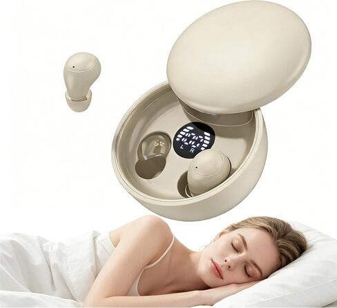 Sleep Earbuds, Invisible Mini Wireless Earbuds for Small Ear Canals, Ergonomic Bluetooth Earbuds with Premium Sound and One-Step Auto Pairing（Beige） in Kuwait