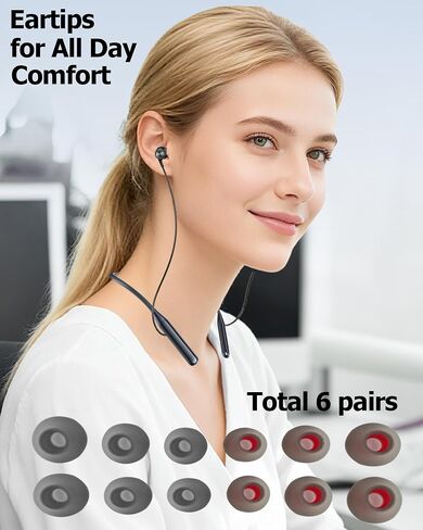 Q1s Plus Around The Neck Wireless Neckband Bluetooth Headphone with 6 Music EQ Modes,Magnetic Earbuds Workout Sport Earphone with Microphone,35H Playtime,Type C charging,Comfortable with Travel case in Kuwait