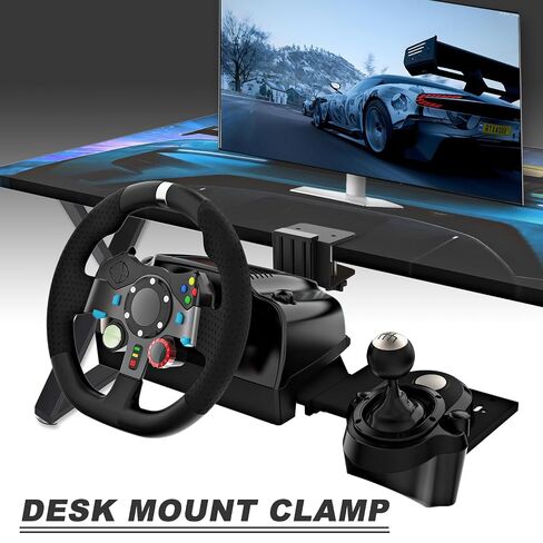 Fosiya 1 Set of Sim racing wheel desk mount clamp & Racing Steering Shifter Mount fit for Logitech G25 G27 G29 G920 G923 Thrustmaster T248 T300 T-GT TS-PC T500 T598 TH8A Fanatec CSL CSR CSW DD1 DD2 in Kuwait