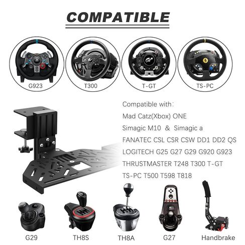 Fosiya 1 Set of Sim racing wheel desk mount clamp & Racing Steering Shifter Mount fit for Logitech G25 G27 G29 G920 G923 Thrustmaster T248 T300 T-GT TS-PC T500 T598 TH8A Fanatec CSL CSR CSW DD1 DD2 in Kuwait