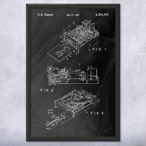 Framed Floppy Disk Drive Print, Computer Science Art, Programmer Gift, Disk Drive Art Print, Computer Lab Art Black Chalkboard (12x16) in Saudi Arabia